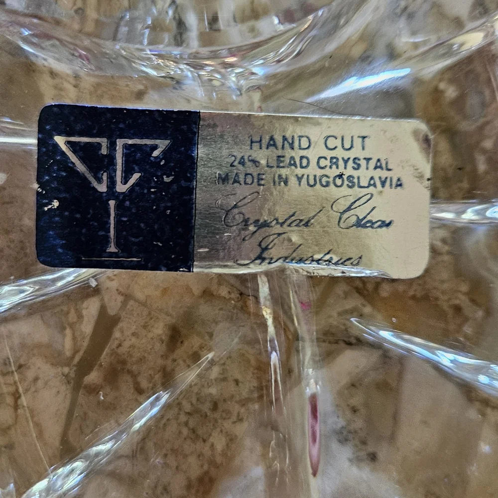 Crystal Clear Industries 24% Hand Cut Lead Crystal Leaf Trinket Dish Fall Autumn